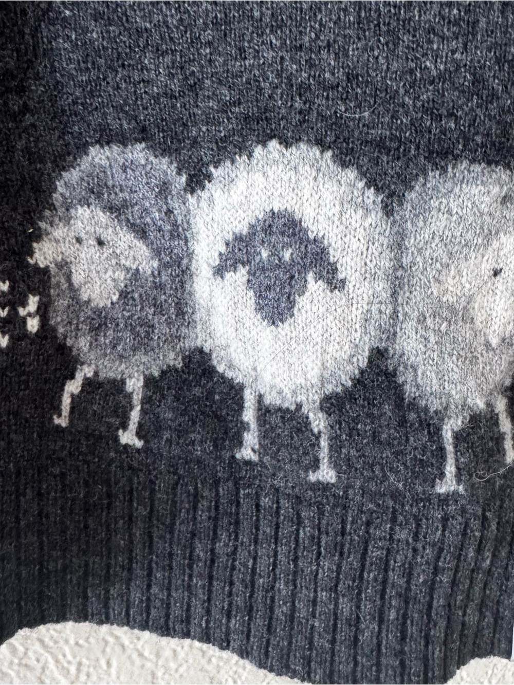 Woolrich Charcoal Crewneck Sweater with Sheep Fair Isle - Picture 4 of 5